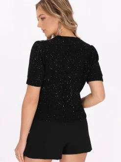 Faina Damen Pullover in schwarz - Ausschnitt: Rundhals