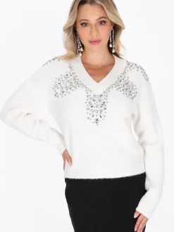 Faina Damen Pullover in weiß
