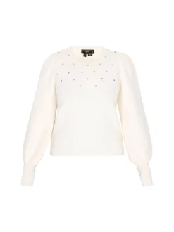 Faina Damen Pullover in weiß - Ausschnitt: Rundhals
