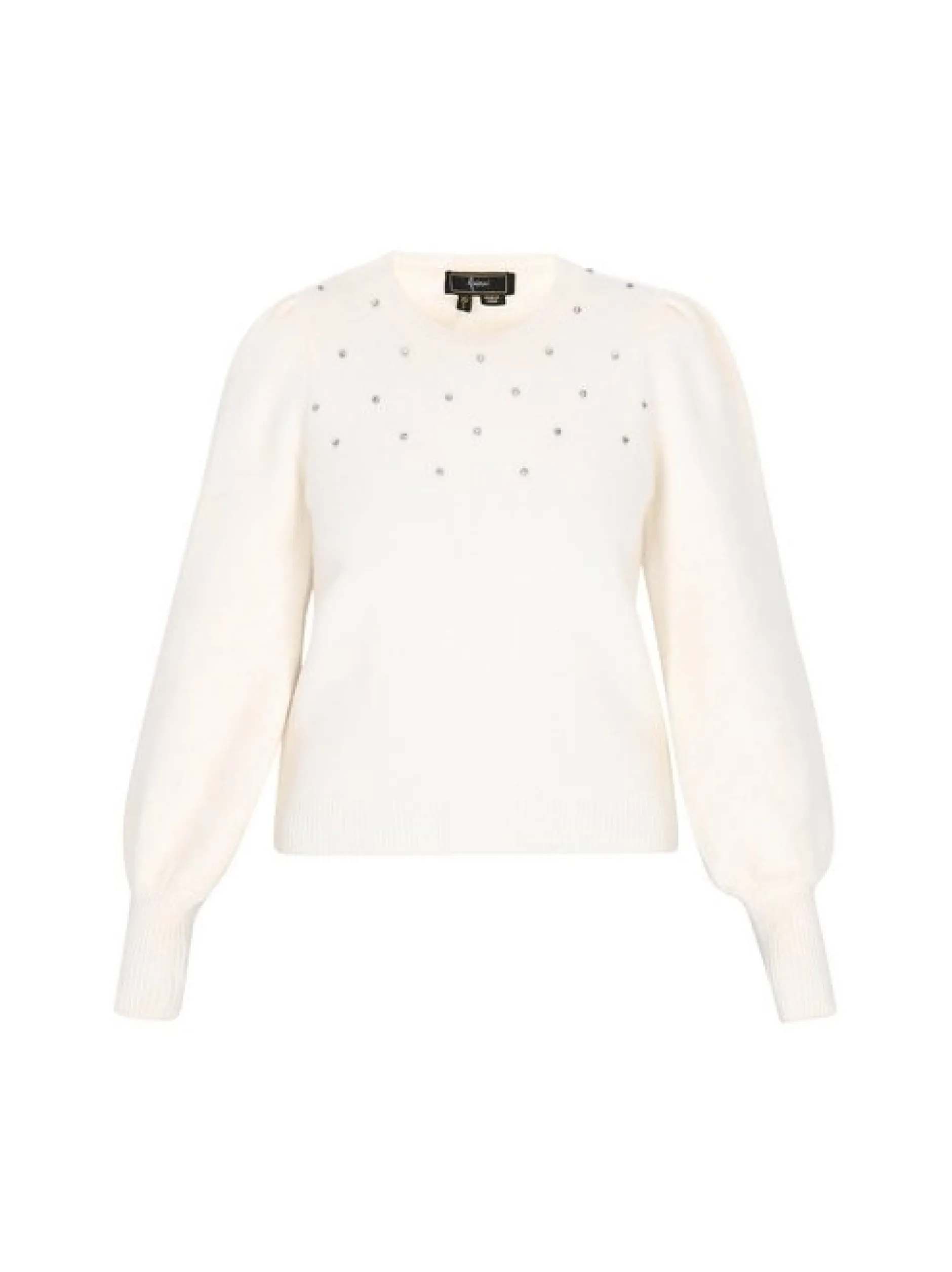 Faina Damen Pullover in weiß - Ausschnitt: Rundhals