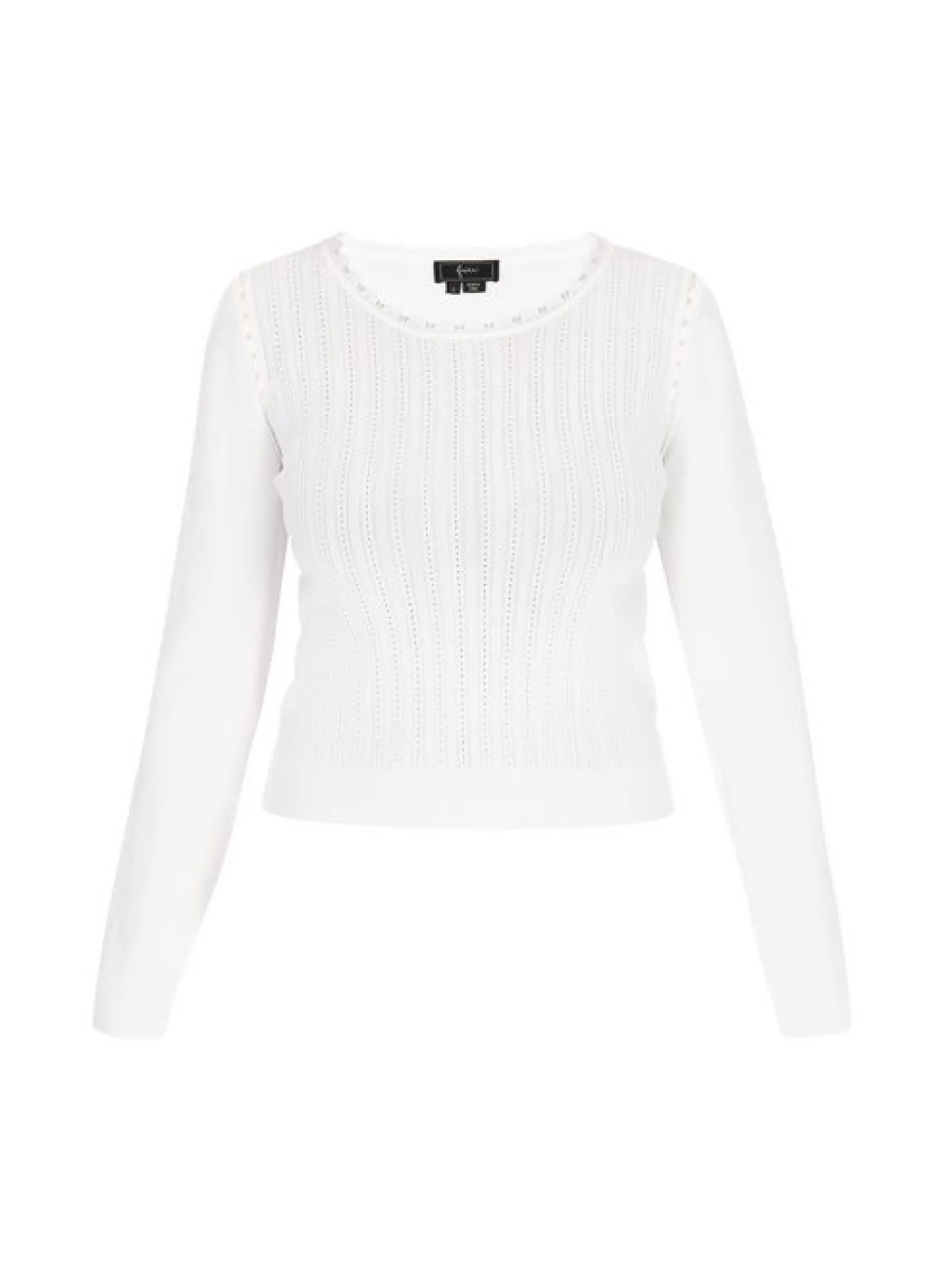 Faina Damen Pullover in weiß - Ausschnitt: Rundhals