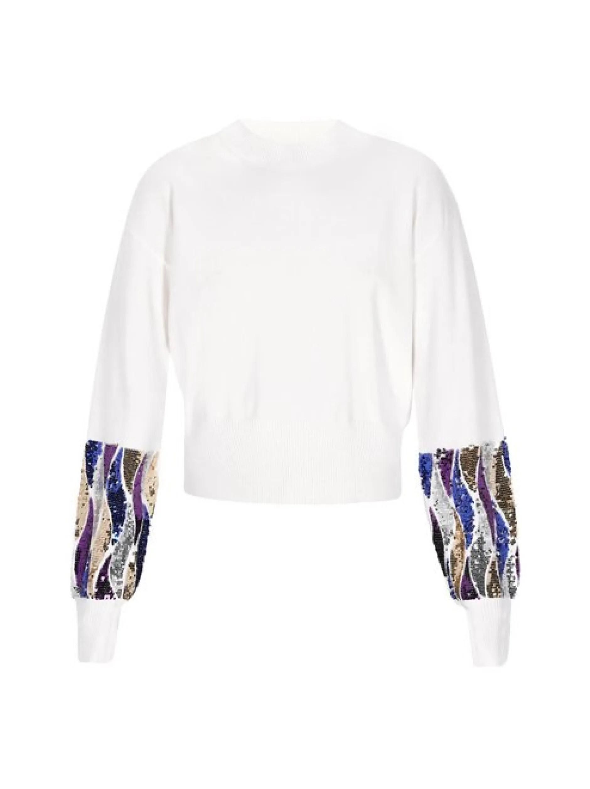 Faina Damen Pullover in weiß - Ausschnitt: Rundhals