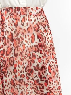 Faina Damen Rock mit Leoprint in rot - Länge: mittel
