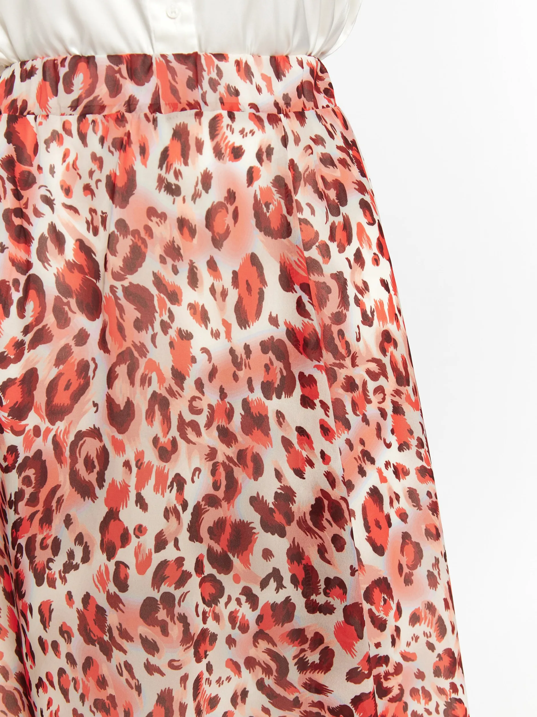 Faina Damen Rock mit Leoprint in rot - Länge: mittel