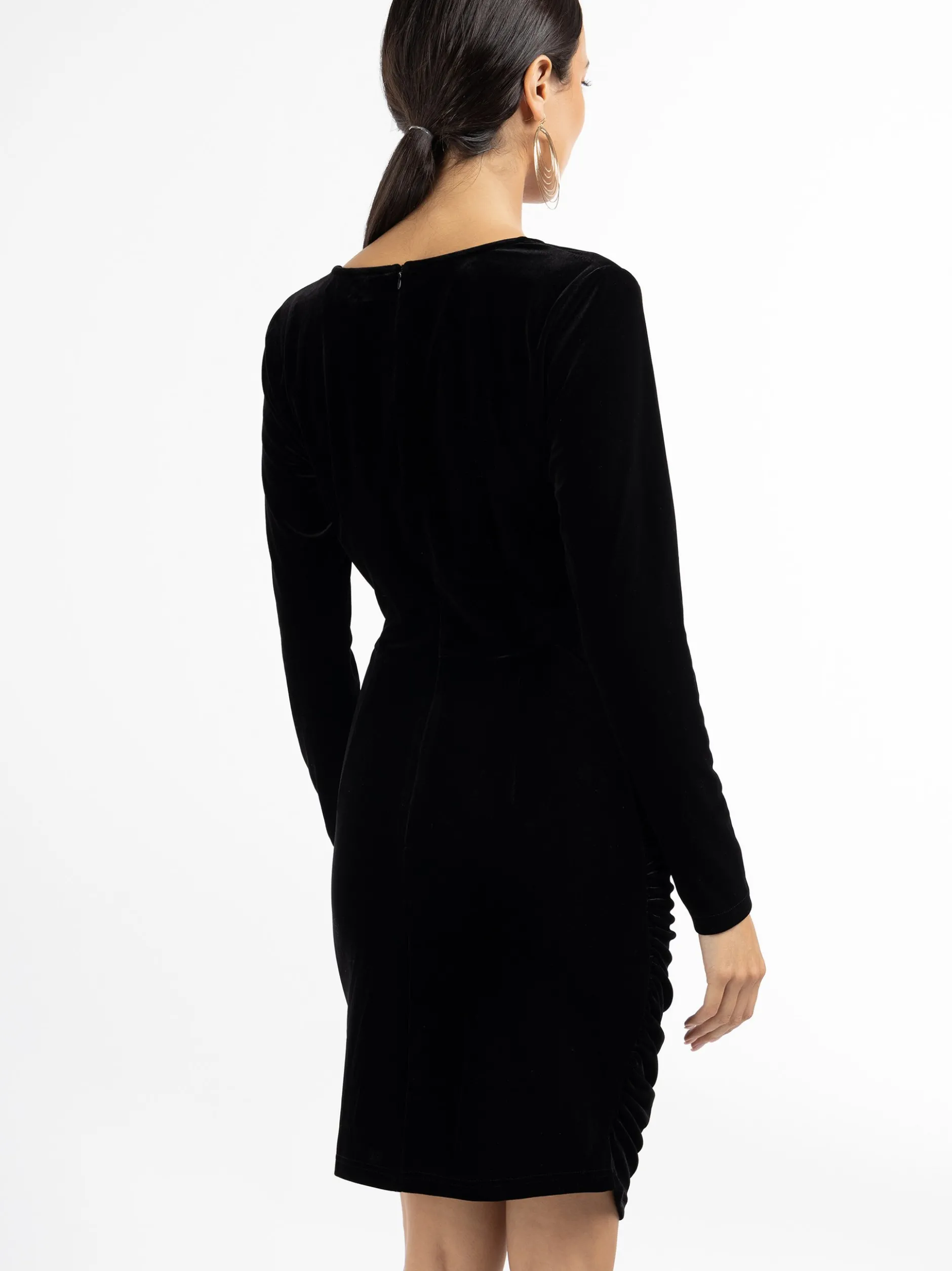 Faina Damen samtkleid in schwarz - Länge: mittel