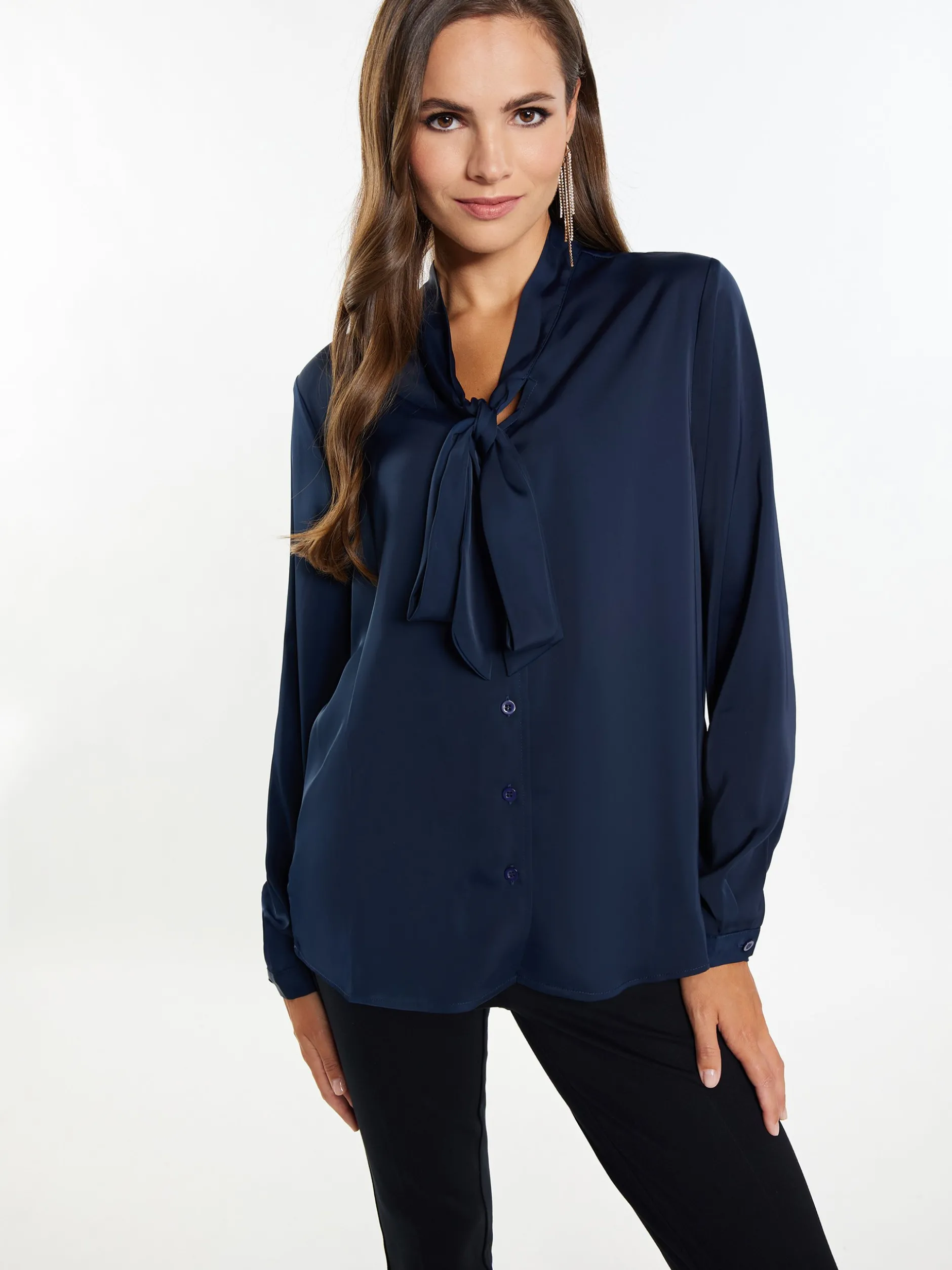 Faina Damen Schluppenbluse in marine