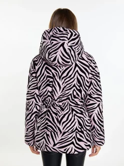 Faina Damen Steppjacke mit Zebra-Print in lila