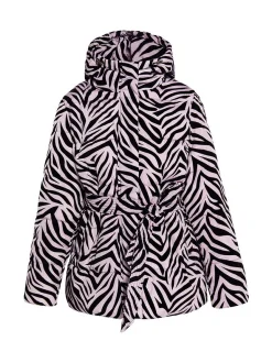 Faina Damen Steppjacke mit Zebra-Print in lila