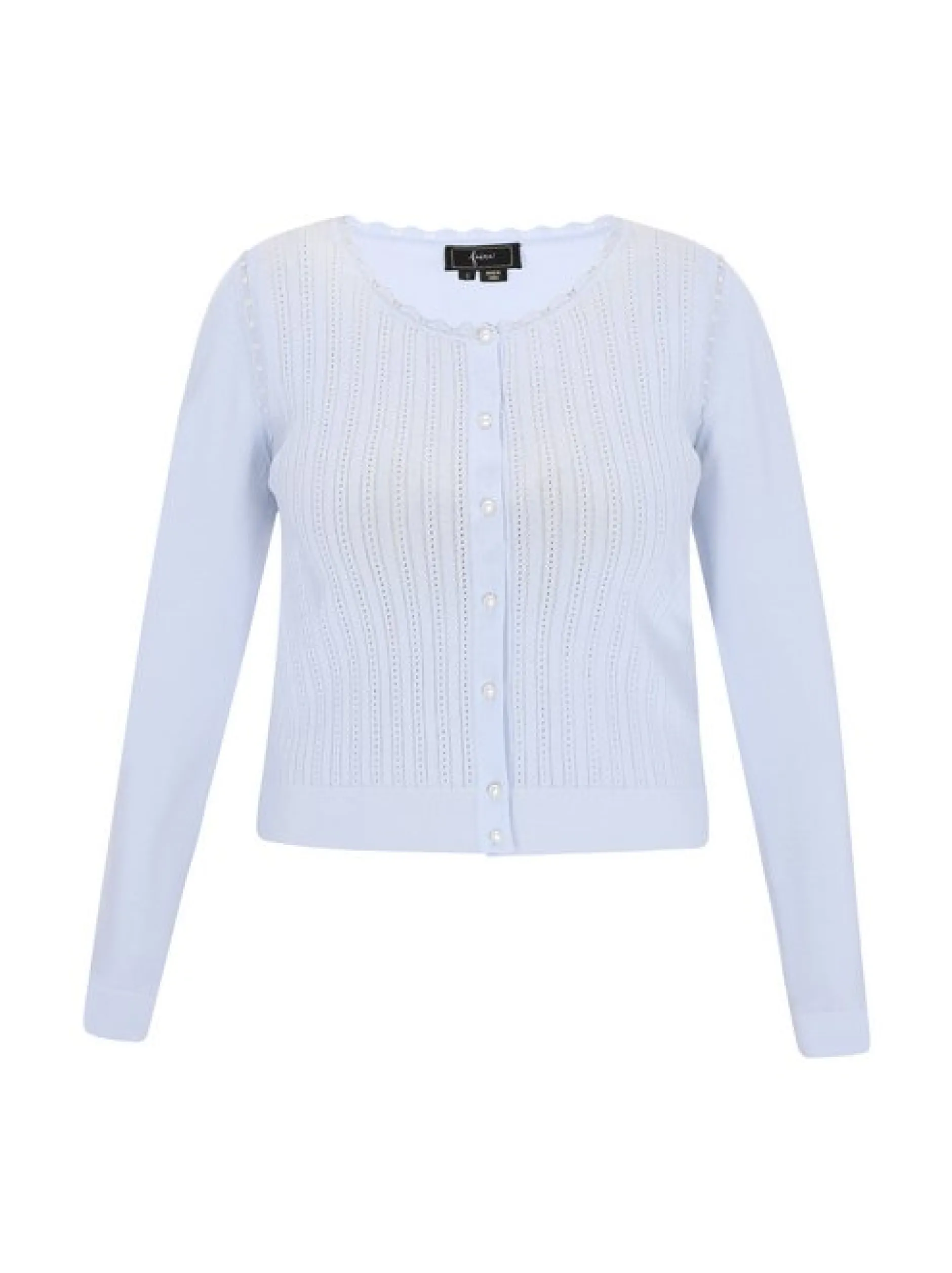 Faina Damen Strickjacke in blau - Ausschnitt: Rundhals