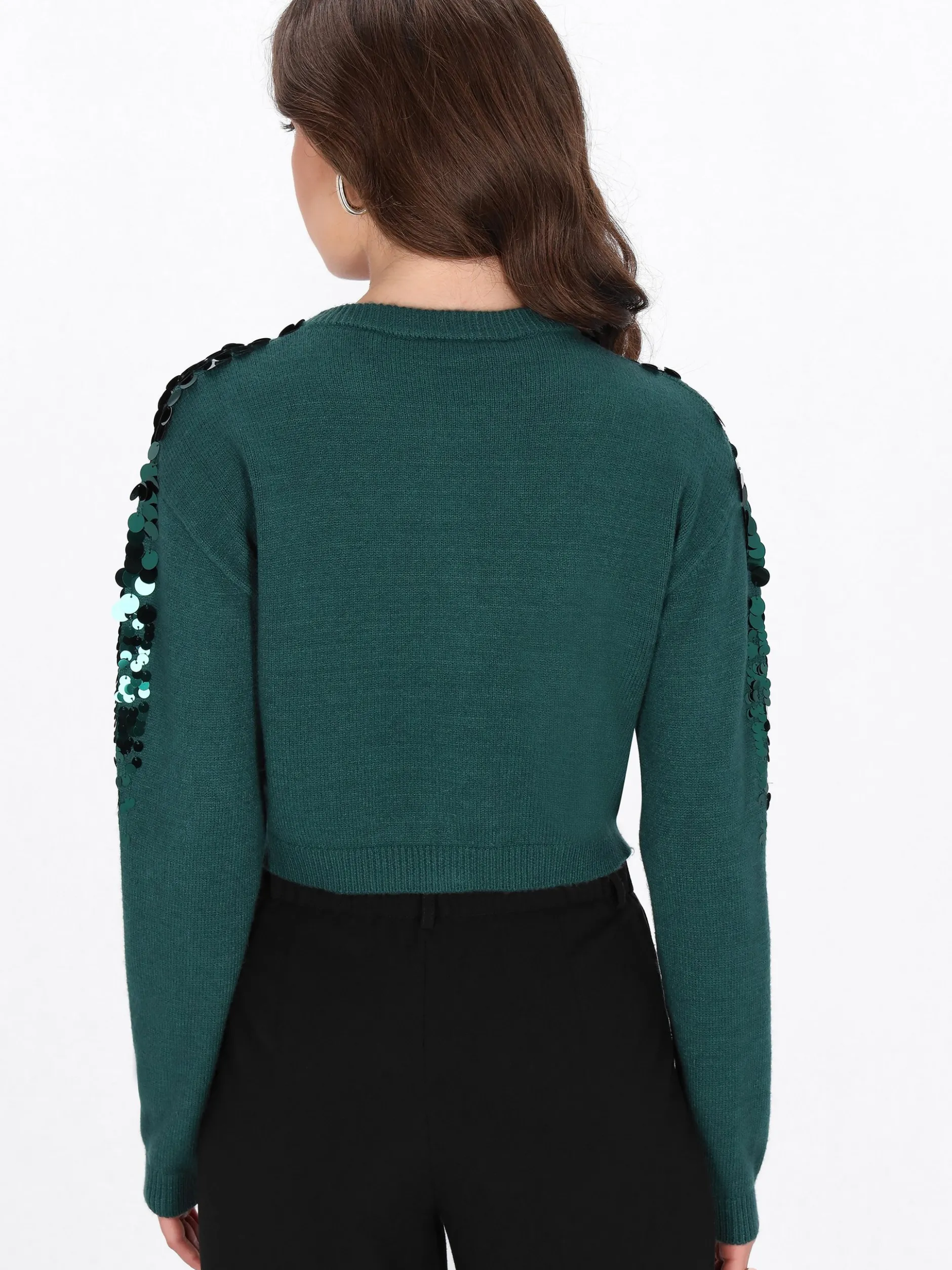 Faina Damen Strickjacke in grün - Ausschnitt: Rundhals
