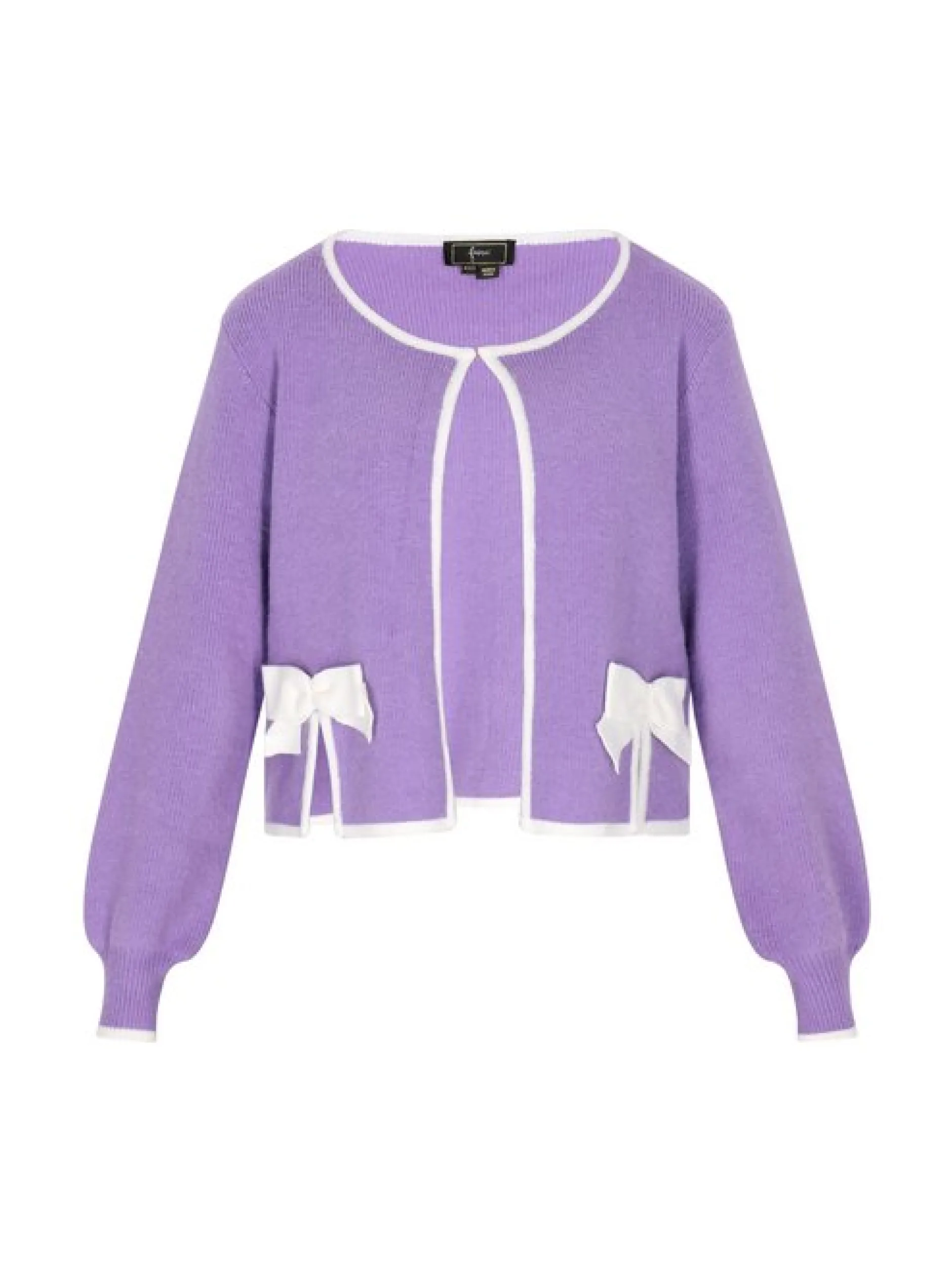 Faina Damen Strickjacke in lila - Ausschnitt: Rundhals