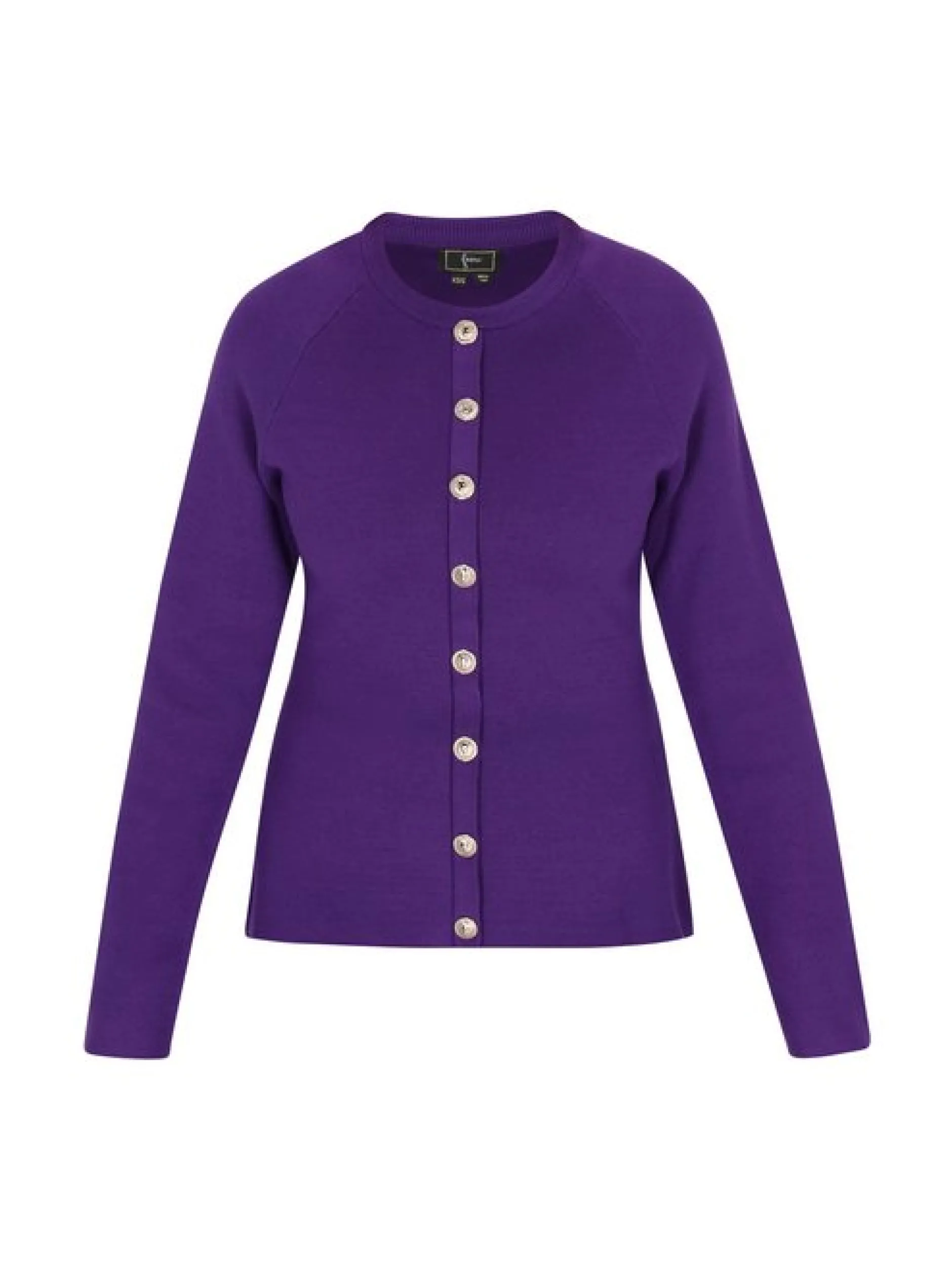 Faina Damen Strickjacke in lila - Ausschnitt: Rundhals