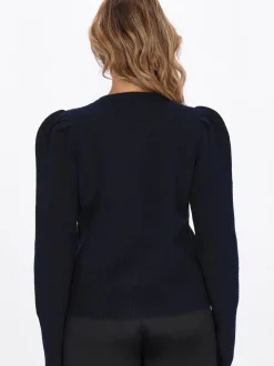 Faina Damen Strickjacke in marine - Ausschnitt: Rundhals