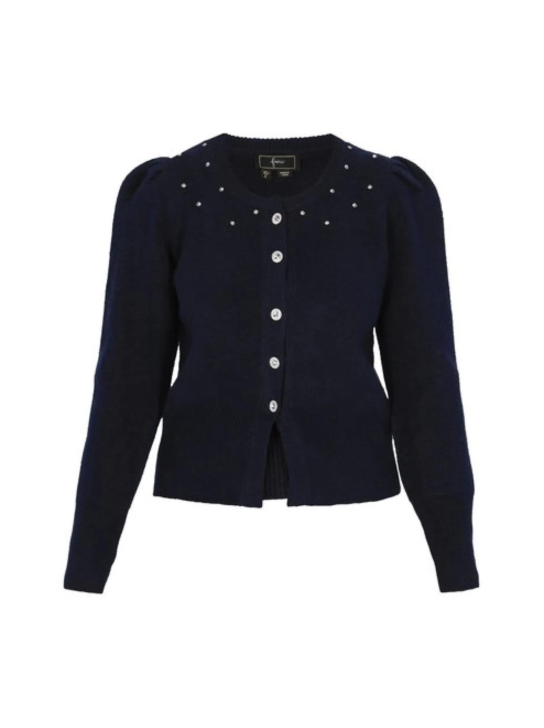 Faina Damen Strickjacke in marine - Ausschnitt: Rundhals