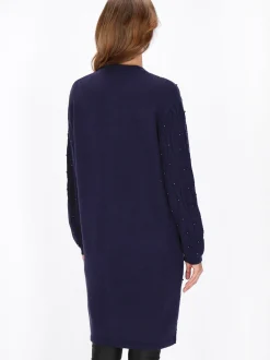 Faina Damen Strickjacke in marine - Ausschnitt: Rundhals
