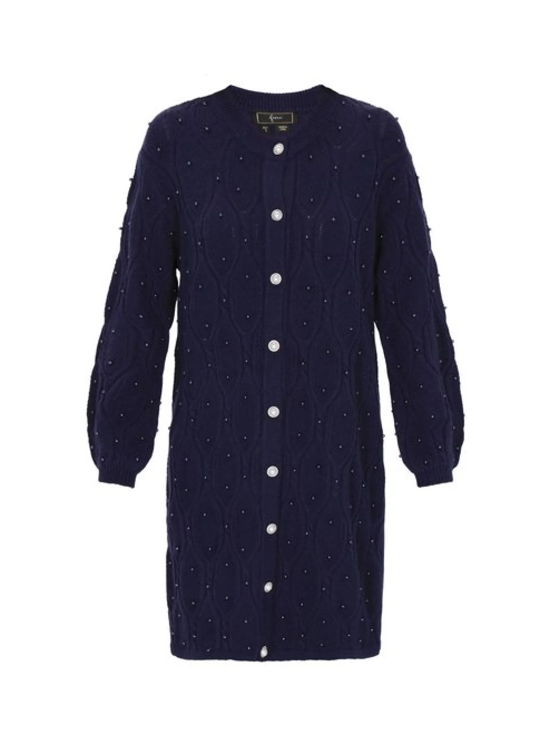 Faina Damen Strickjacke in marine - Ausschnitt: Rundhals