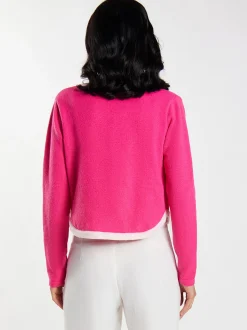 Faina Damen Strickjacke in pink - Ausschnitt: Rundhals