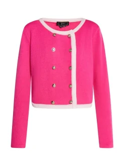 Faina Damen Strickjacke in pink - Ausschnitt: Rundhals