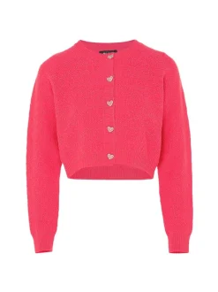 Faina Damen Strickjacke in pink - Ausschnitt: Rundhals