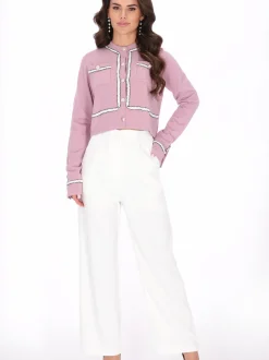 Faina Damen Strickjacke in rosa - Ausschnitt: Rundhals