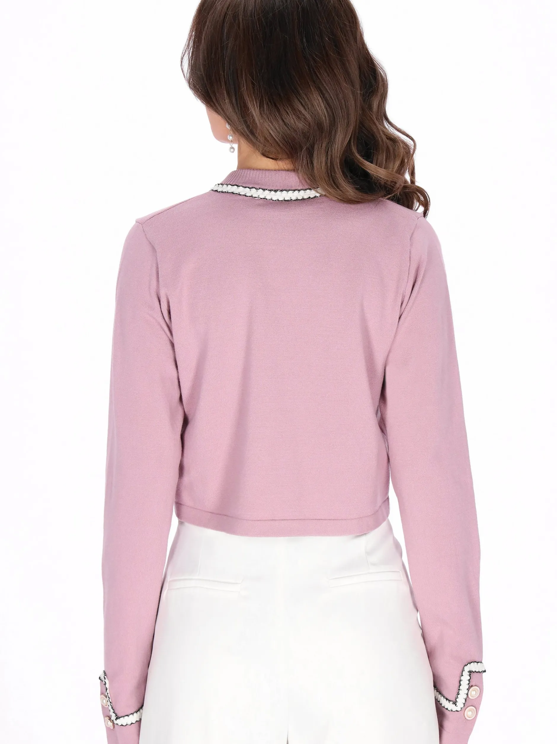 Faina Damen Strickjacke in rosa - Ausschnitt: Rundhals