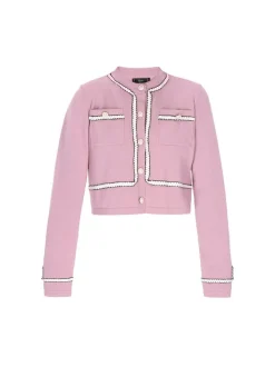 Faina Damen Strickjacke in rosa - Ausschnitt: Rundhals