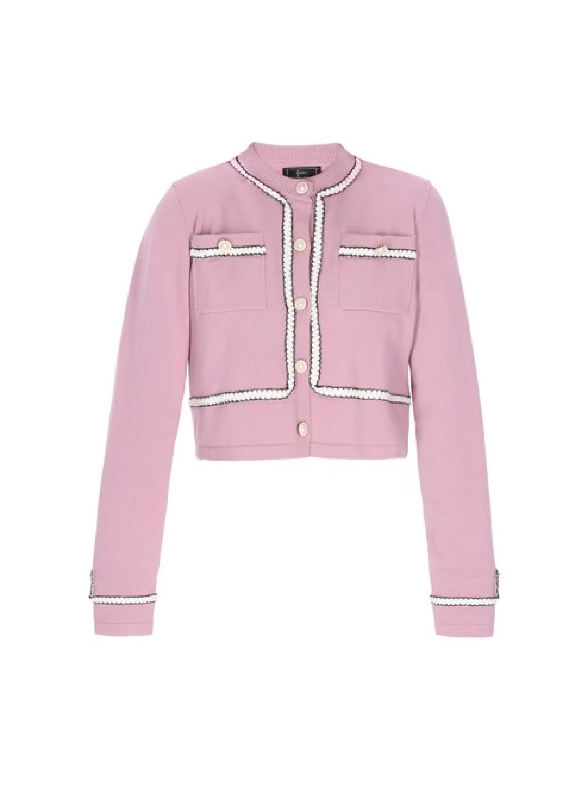 Faina Damen Strickjacke in rosa - Ausschnitt: Rundhals