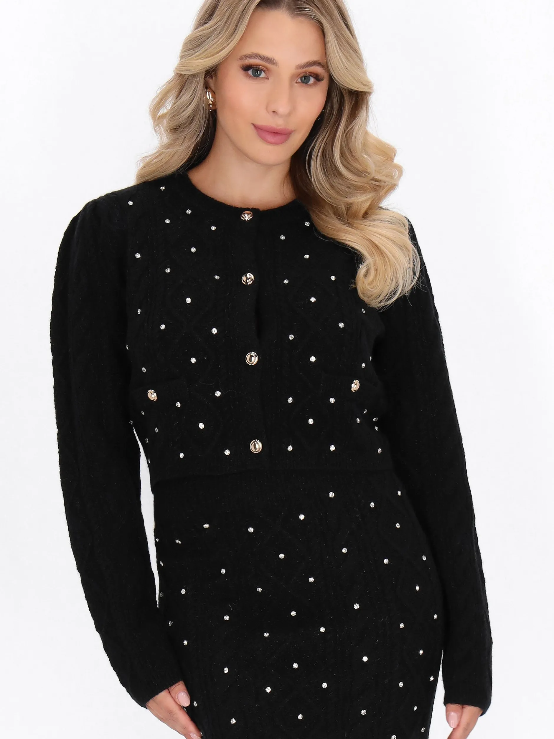 Faina Damen Strickjacke in schwarz