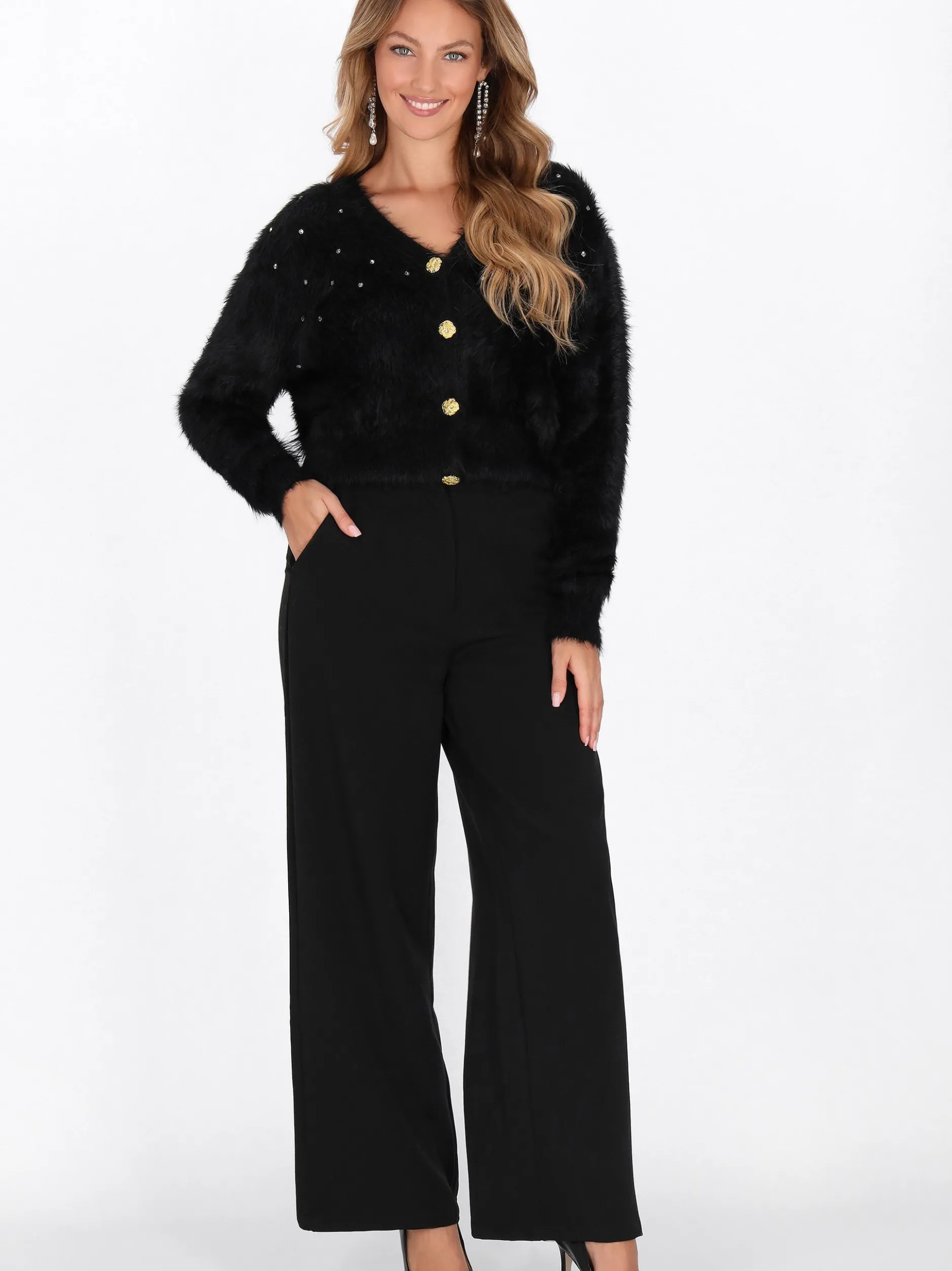 Faina Damen Strickjacke in schwarz