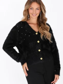 Faina Damen Strickjacke in schwarz