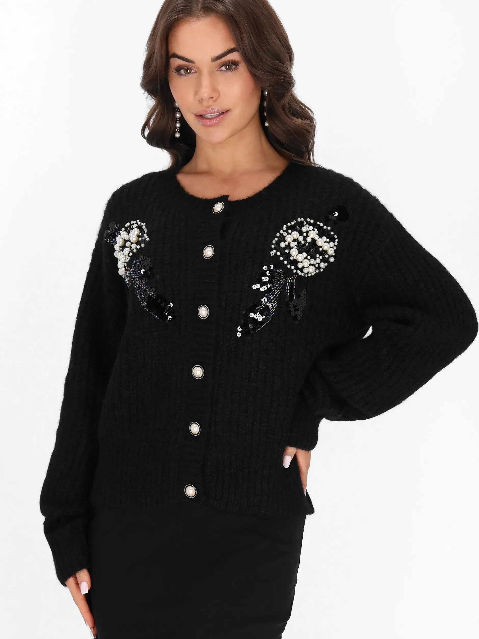 Faina Damen Strickjacke in schwarz