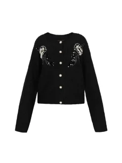 Faina Damen Strickjacke in schwarz