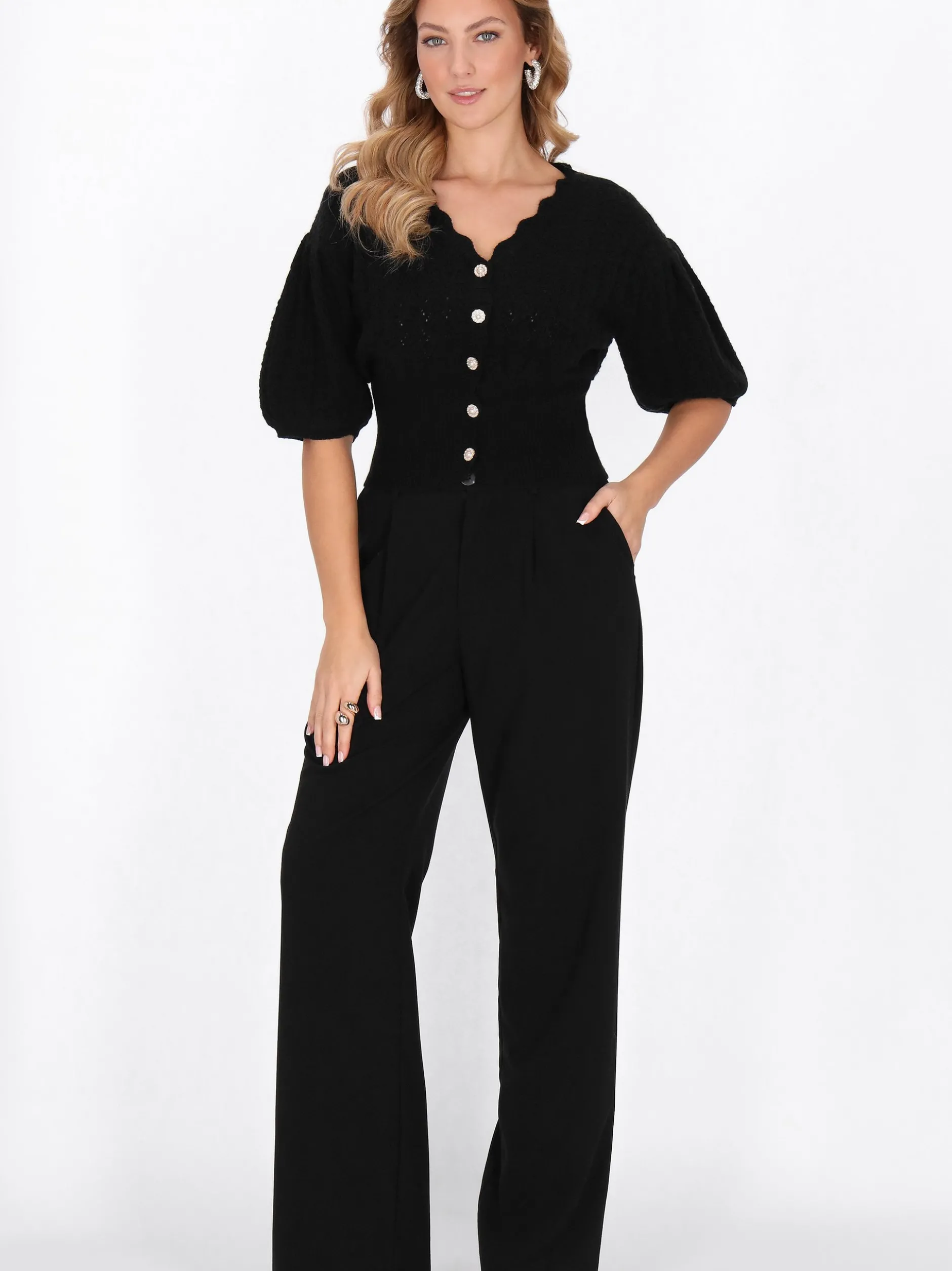 Faina Damen Strickjacke in schwarz