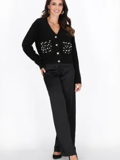 Faina Damen Strickjacke in schwarz