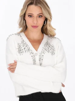Faina Damen Strickjacke in weiß