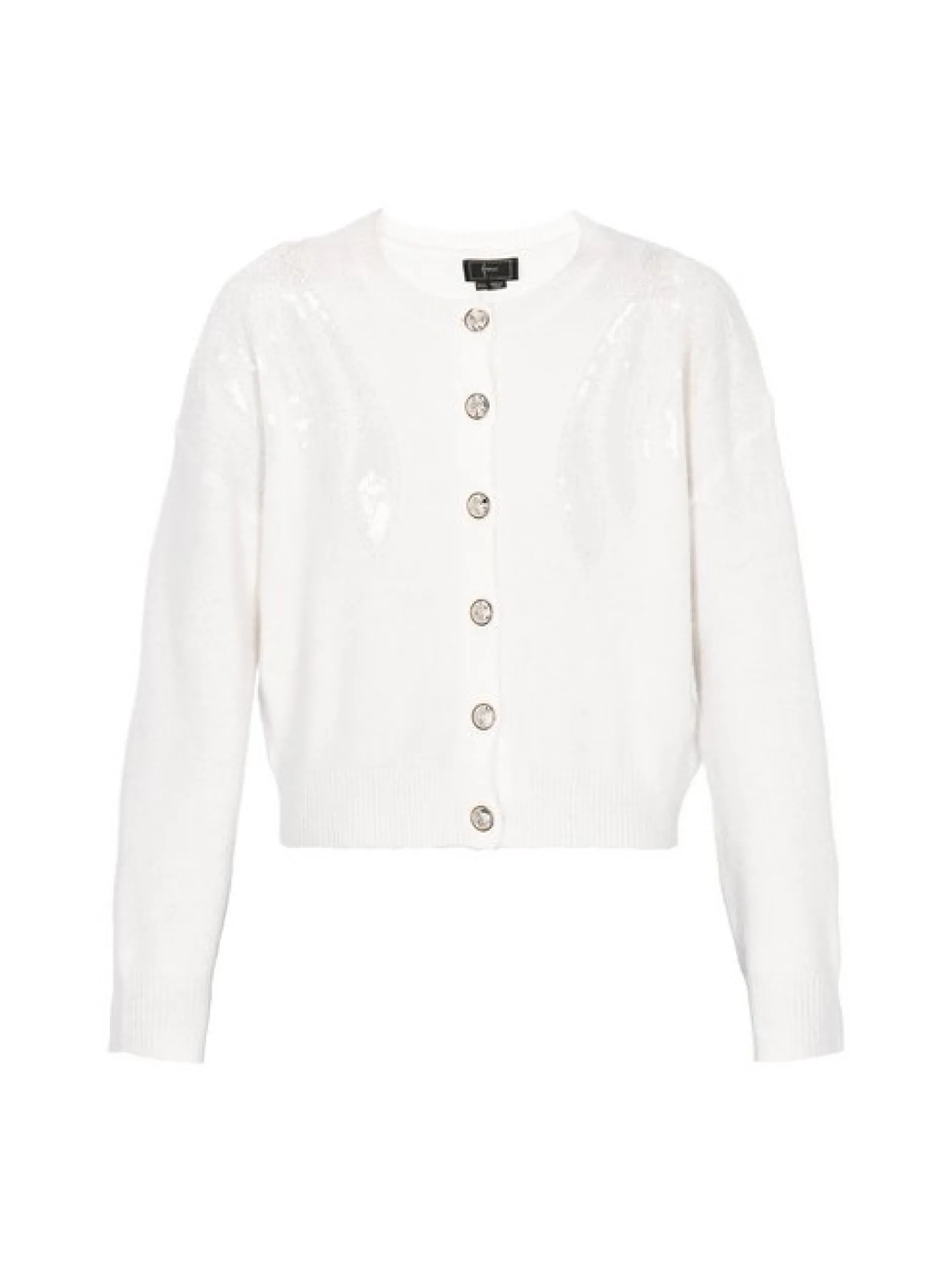 Faina Damen Strickjacke in weiß - Ausschnitt: Rundhals