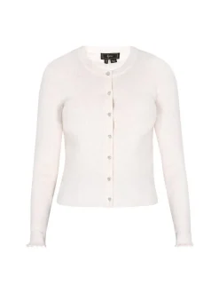 Faina Damen Strickjacke in weiß - Ausschnitt: Rundhals