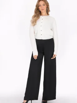 Faina Damen Strickjacke in weiß - Ausschnitt: Rundhals
