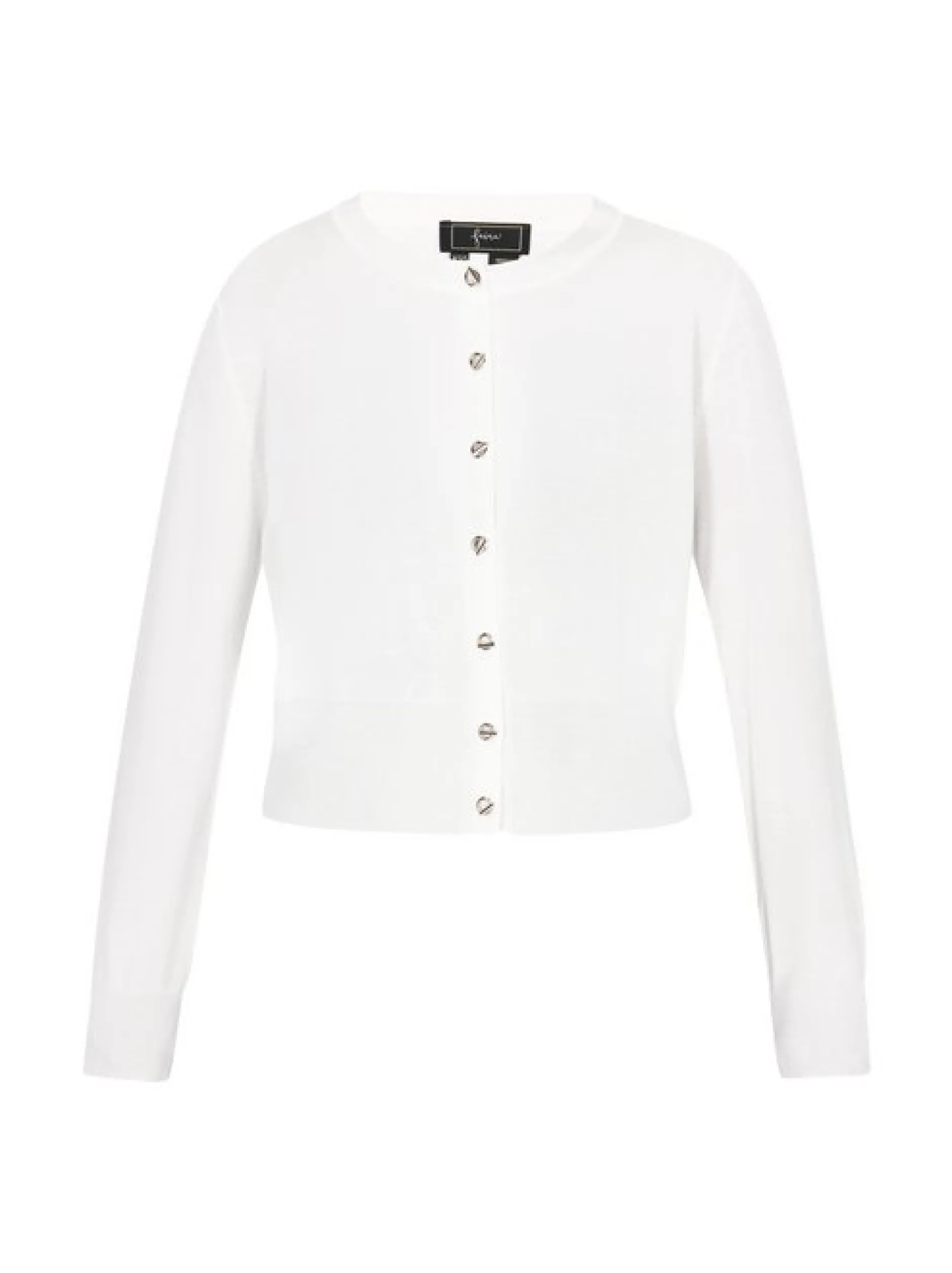 Faina Damen Strickjacke in weiß - Ausschnitt: Rundhals