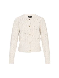 Faina Damen Strickjacke in weiß - Ausschnitt: Rundhals