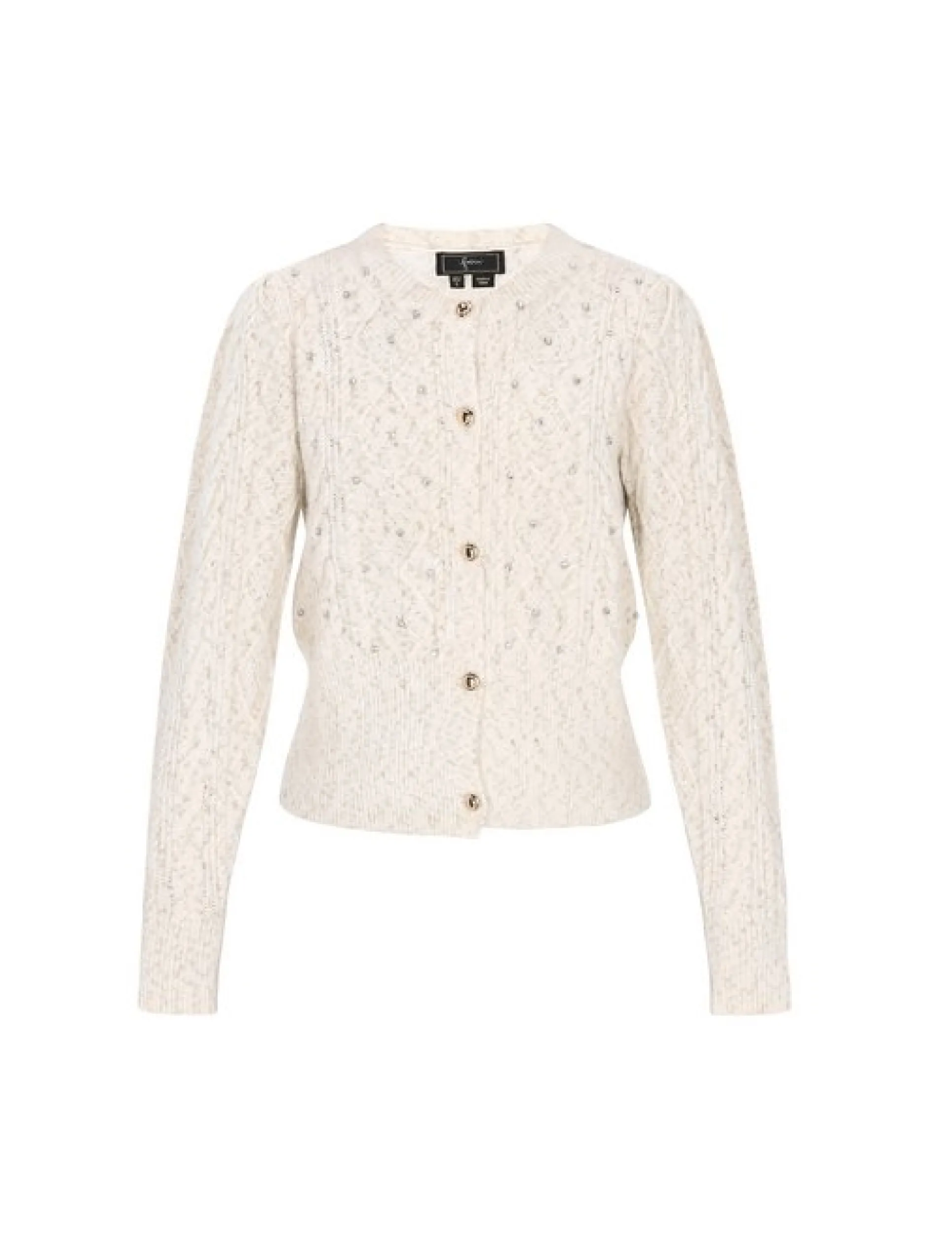 Faina Damen Strickjacke in weiß - Ausschnitt: Rundhals