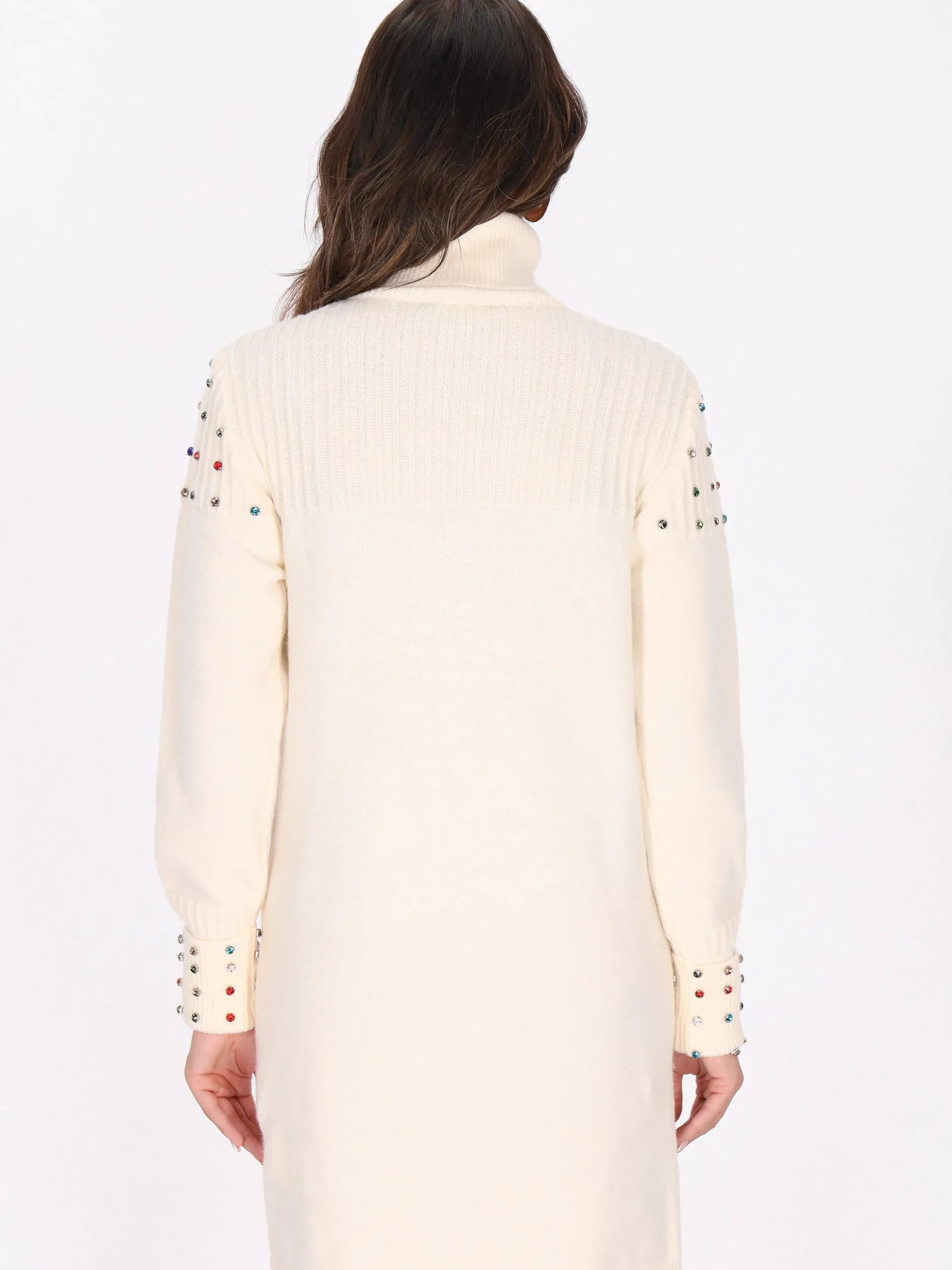 Faina Damen Strickkleid in ecru - Länge: mittel