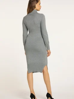 Faina Damen Strickkleid in grau - Länge: mittel