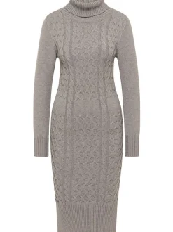 Faina Damen Strickkleid in grau - Länge: mittel
