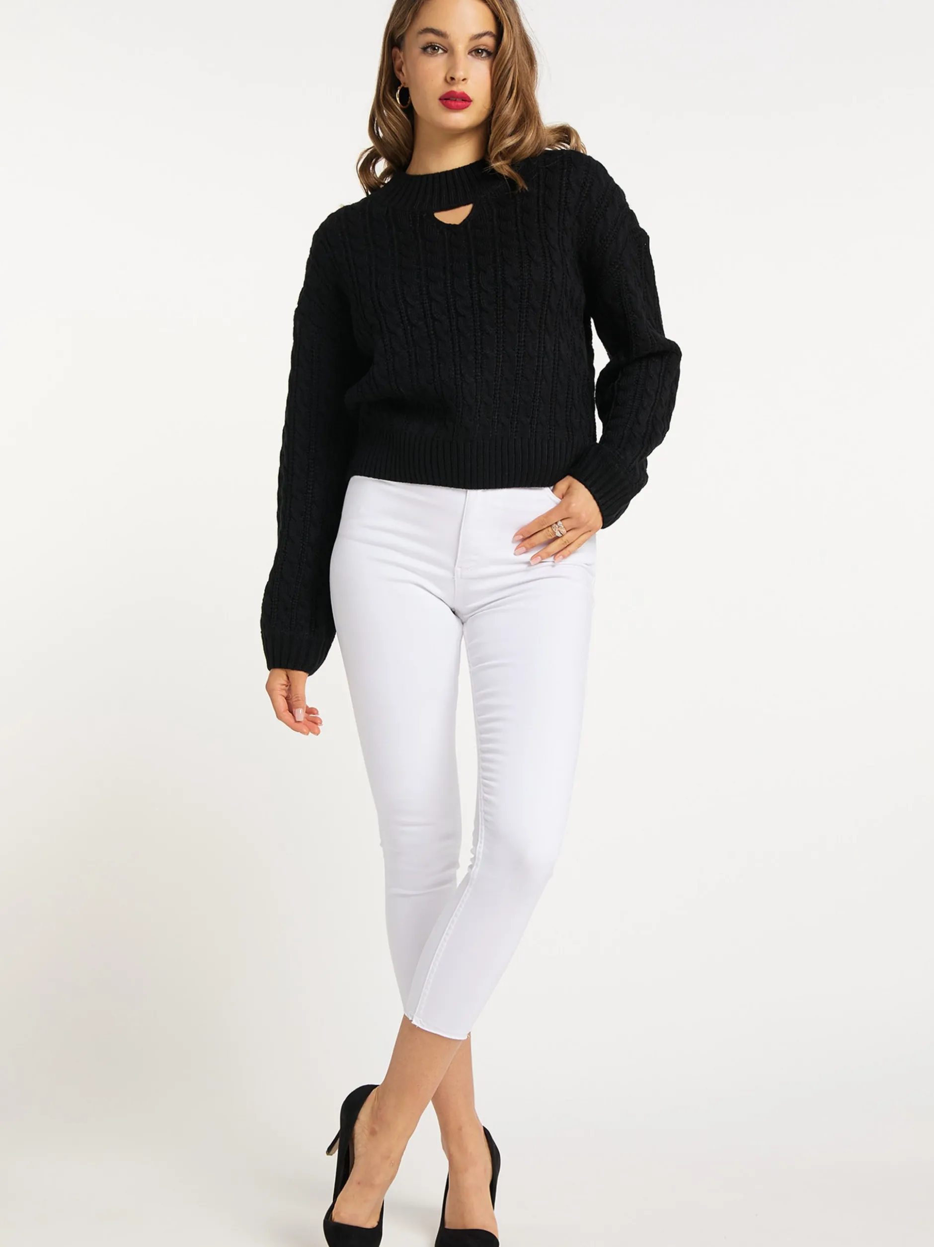 Faina Damen Strickpullover in schwarz