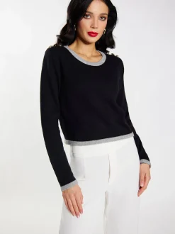 Faina Damen Strickpullover in schwarz