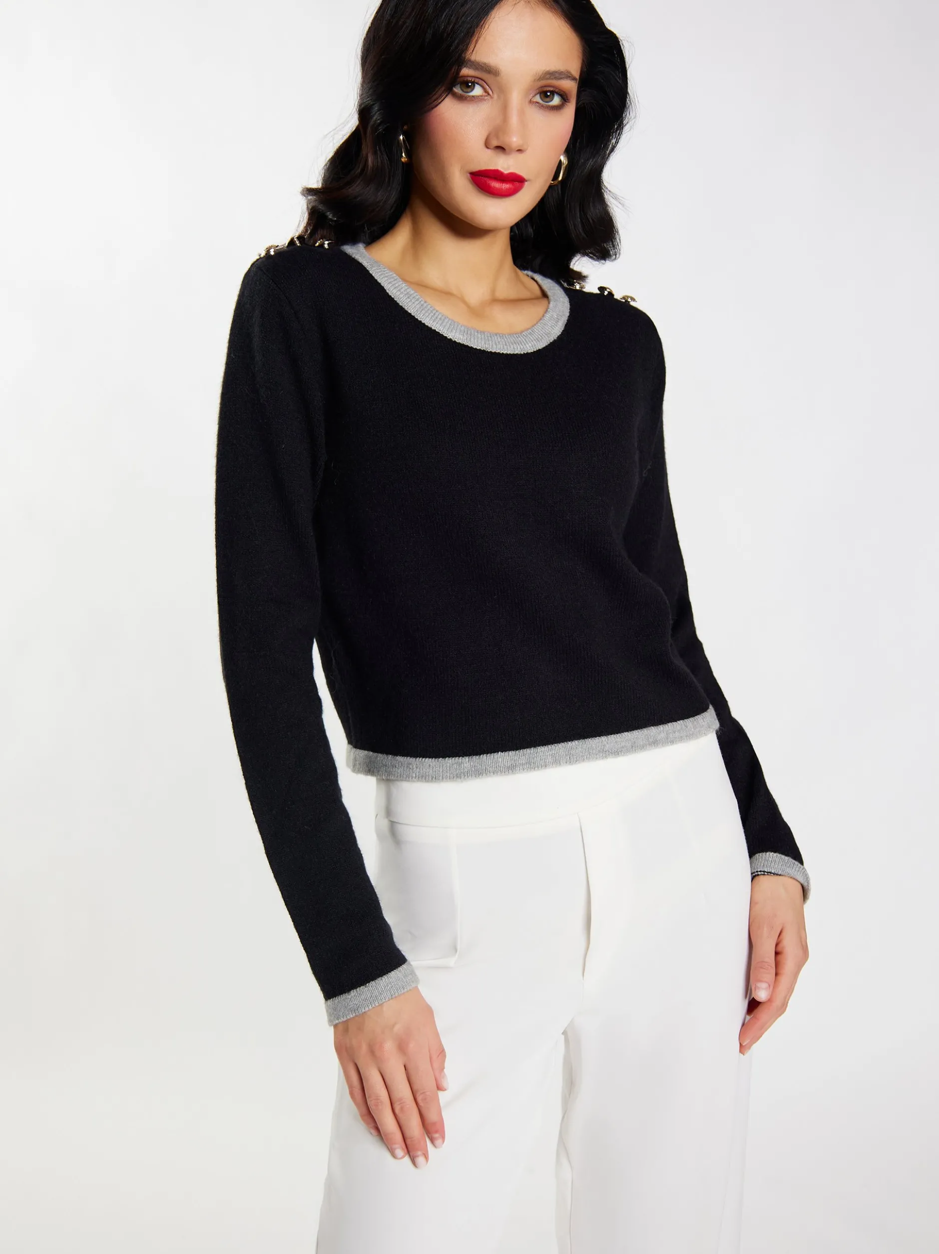 Faina Damen Strickpullover in schwarz
