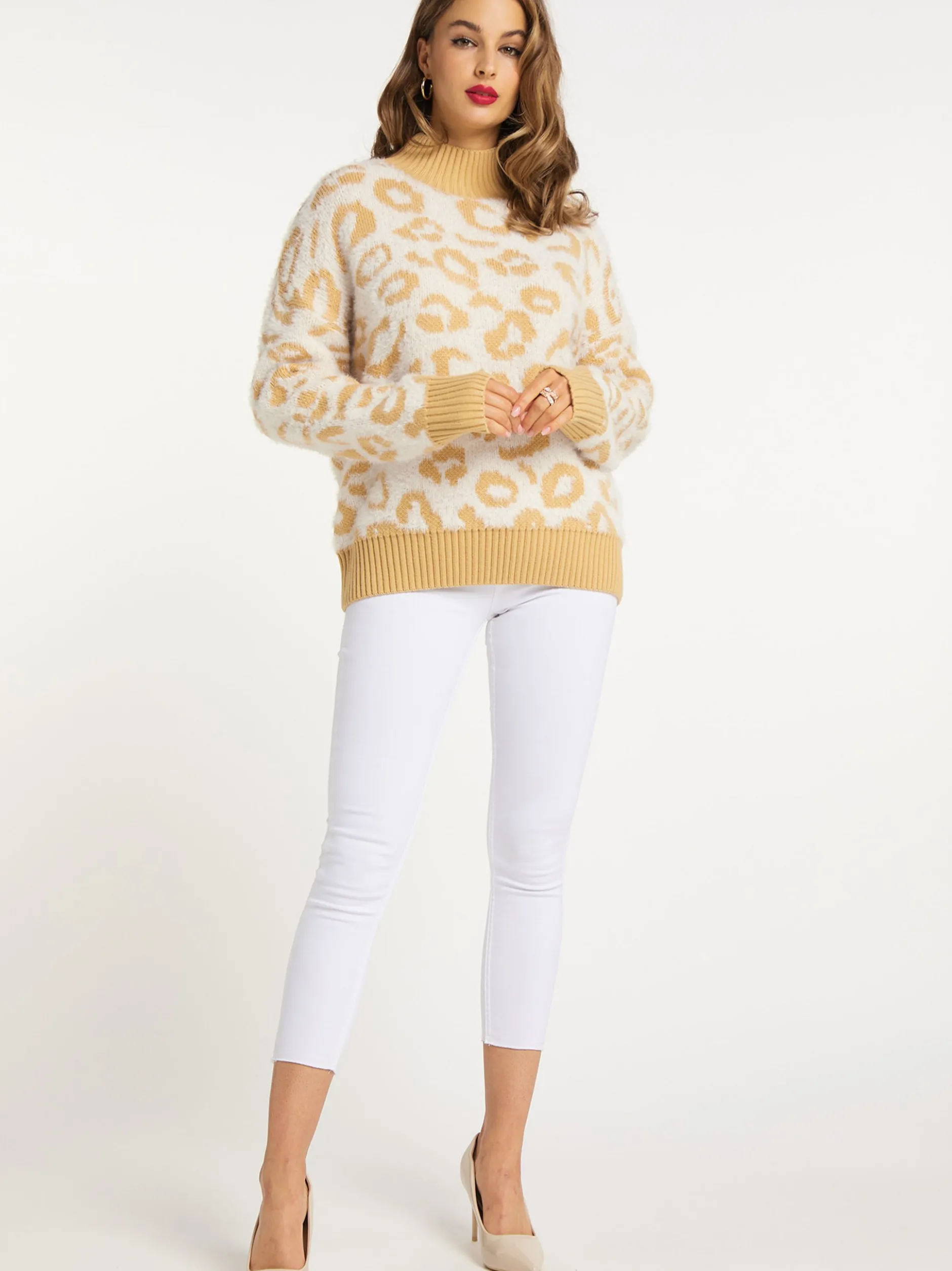 Faina Damen Strickpullover in camel