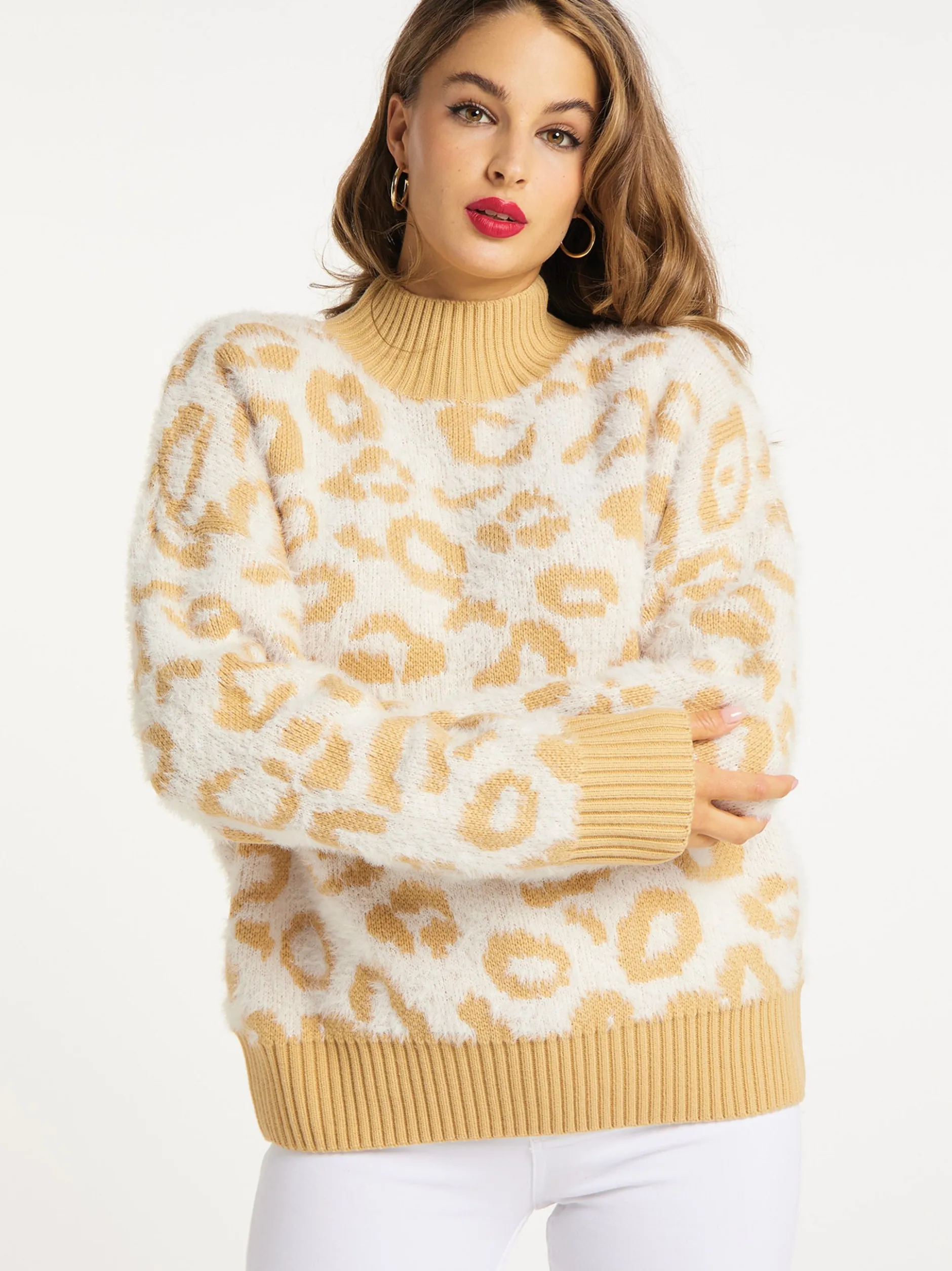 Faina Damen Strickpullover in camel