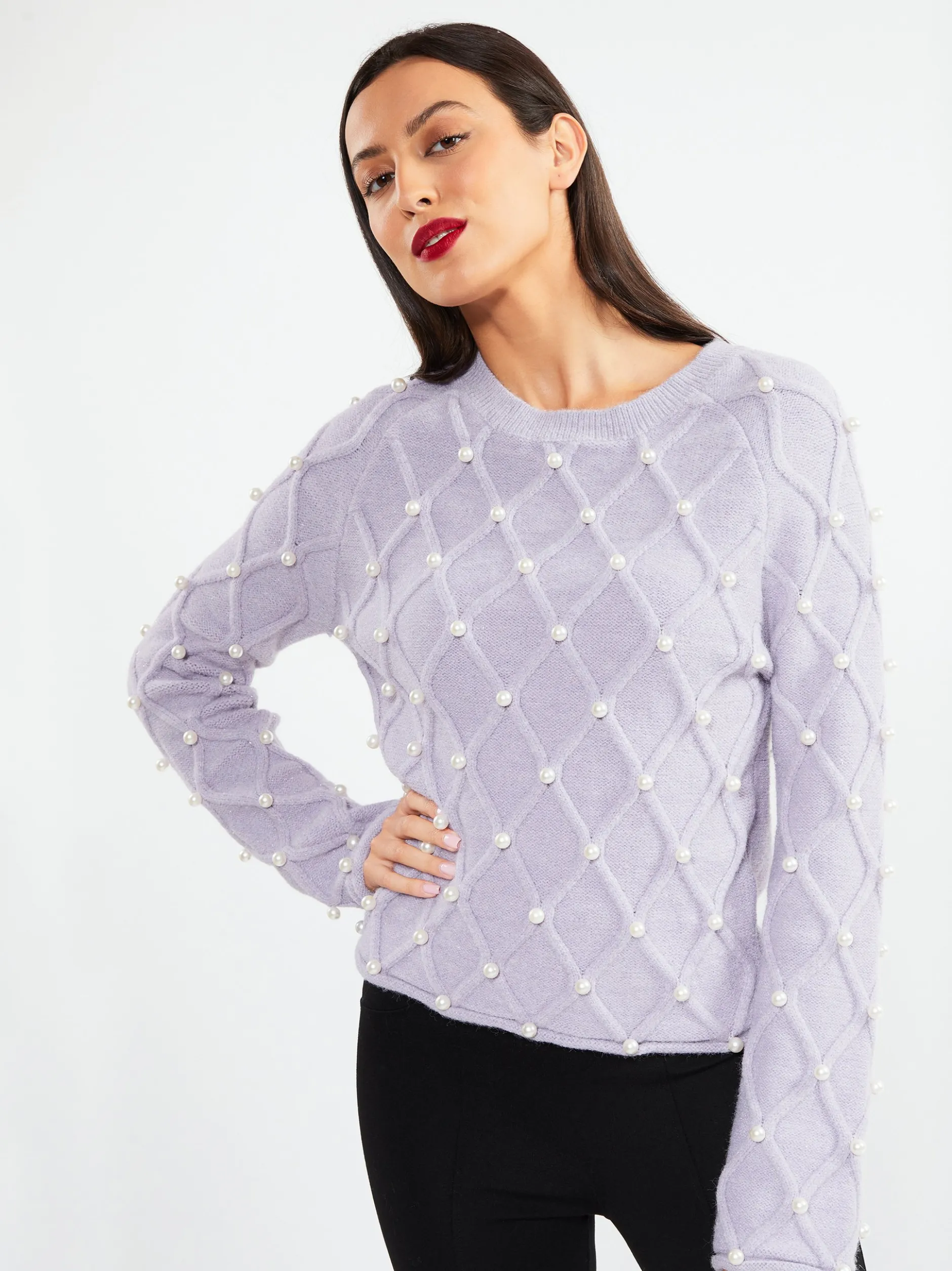 Faina Damen Strickpullover in flieder